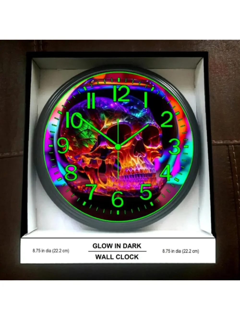 Skull Blacklight Glow In The Dark Wall Clock New!